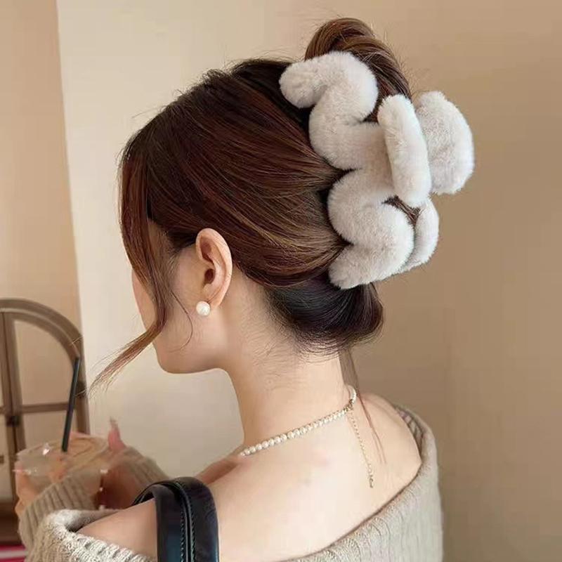 Accessoires de coiffure pour femmes et filles, mode coréenne, hiver, peluche, grande vague, épingles à cheveux élégantes, pince à cheveux en fausse fourrure, couvre-chef