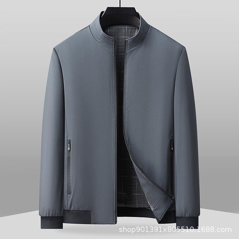 Jacket Men's Three-Defense Business Commuter American Stand Collar Dad Executive Jacket Men's Spring and Autumn Jacket