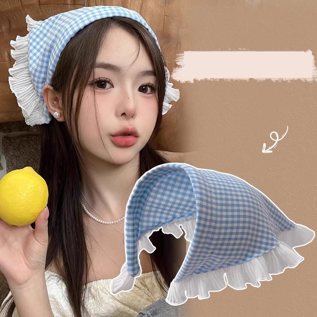New White Lace Hair Bands Hoop For Women Elastic Triangular Scarf Girls Rural Style Seaside Hairband Headwear Hair Accessories