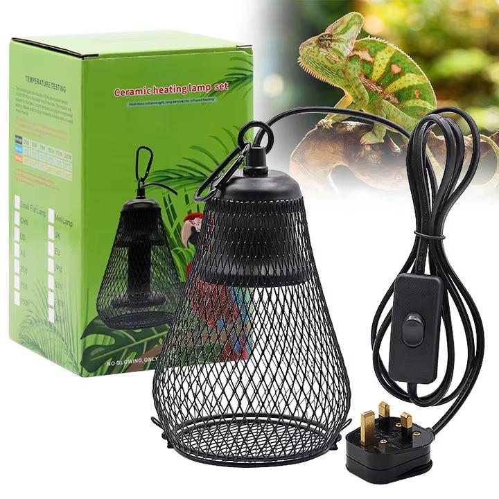 220V Haustier Reptilien Heizkäfig Abdeckung Keramik Heizlampe Keramik Hühnerstall Heizungsset Heizungsschutz für Huhn Eidechse Schildkröte Kükenaufzuchtgerät