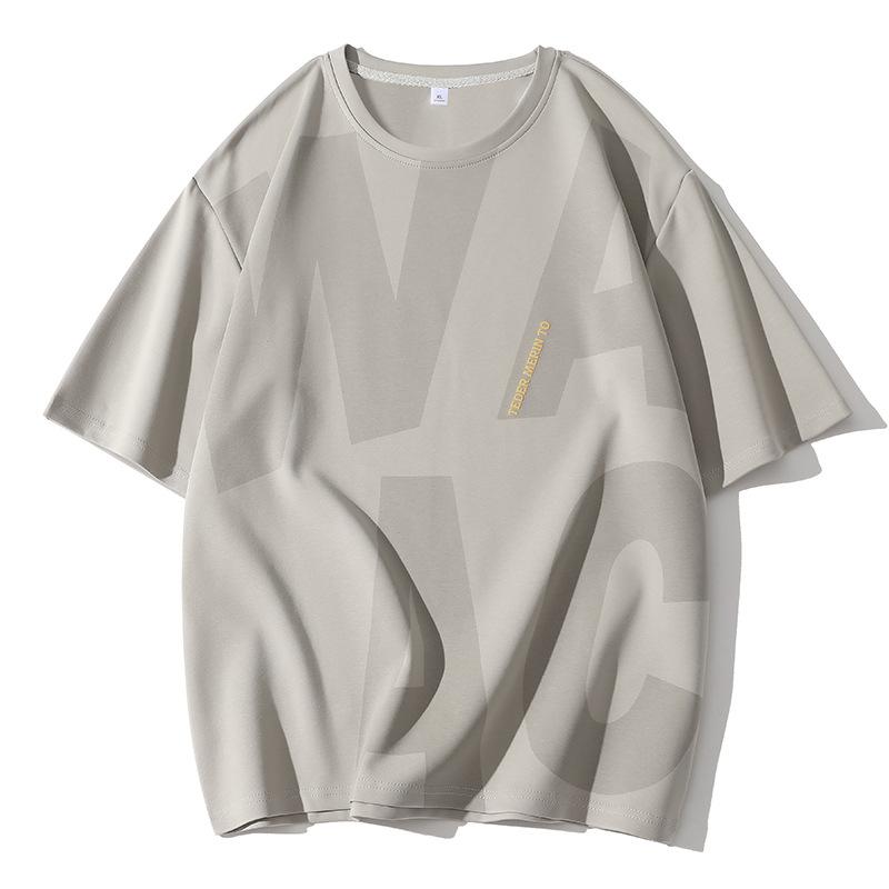 Printed Short Sleeved Men's Plus Size Round Neck Men's Short Sleeved T-shirt Summer Minimalist T-shirt