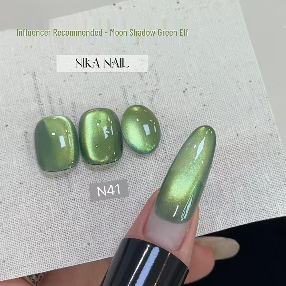 Emerald Green Cat Eye Gel Polish - Moon Shadow Glass Bead Effect