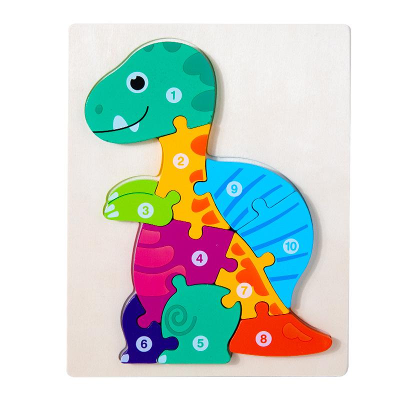 Children Wooden Early Education Animals Digital Traffic Cognition Puzzle Wooden 3D Buckle Three-Dimensional Puzzle Educational Toys