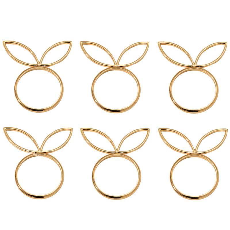 1/6 szt. Pierścienie na serwetki z króliczymi uszami, pierścienie-klamry na serwetki z głową królika, na Święta Wielkanocne, wesele, przyjęcie, dekoracja stołu jadalnego