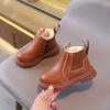 Autumn Winter Kid Boys Girls Casual Ankle Boots Comfortable Simple Side Zipper Leather Boots Velvet Warm Non-Slip Boots