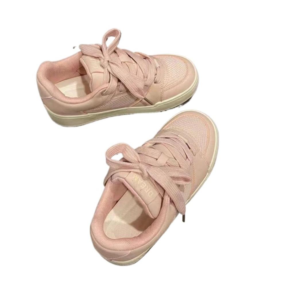 Women’s 2025 Summer Pink Chic Unique Chunky Platform White Sneakers - Breathable Casual Sporty All-Match Heightening Shoes