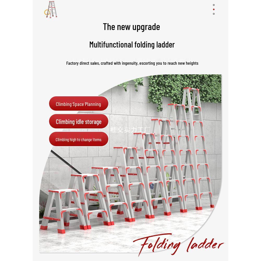 Extra Thick Aluminum Alloy Folding Herringbone Ladder for Home and Engineering Use