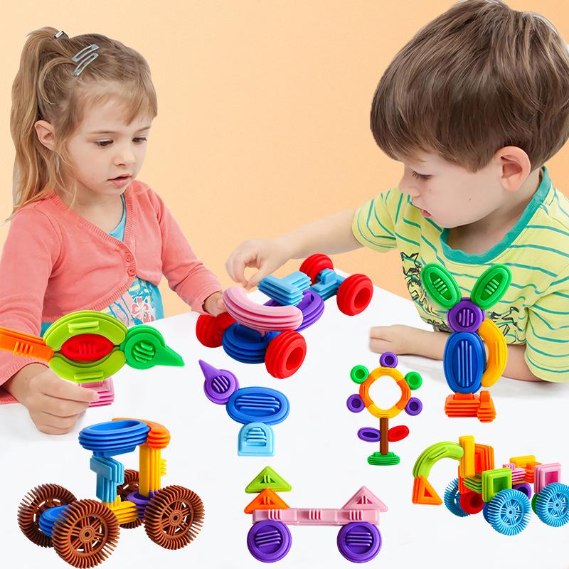 Soft Rubber Building Blocks for Kids - Educational Toys for Ages 3-6, Interlocking and Perfect for Early Learning and Indoor Play.