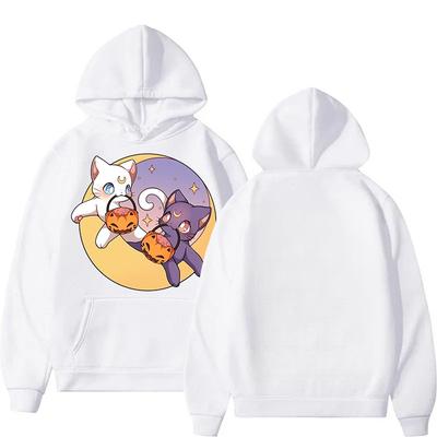Sailor Moon Luna Artemis Motiv Paar Kapuzenpullover Herbst Winter Kawaii Cartoon Katze Druck Sweatshirts Kapuzenjacken