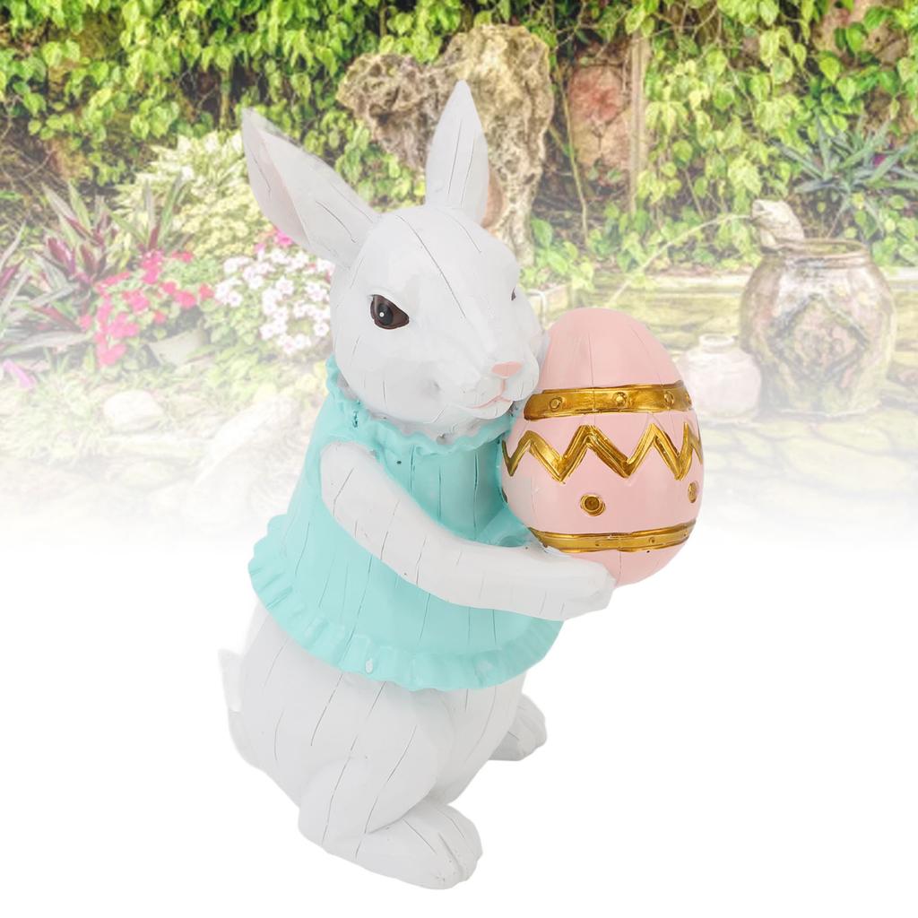 Bunny Figurine Cute Vintage Resin Easter Bunny Statue for Home Ornament Holiday Decoration