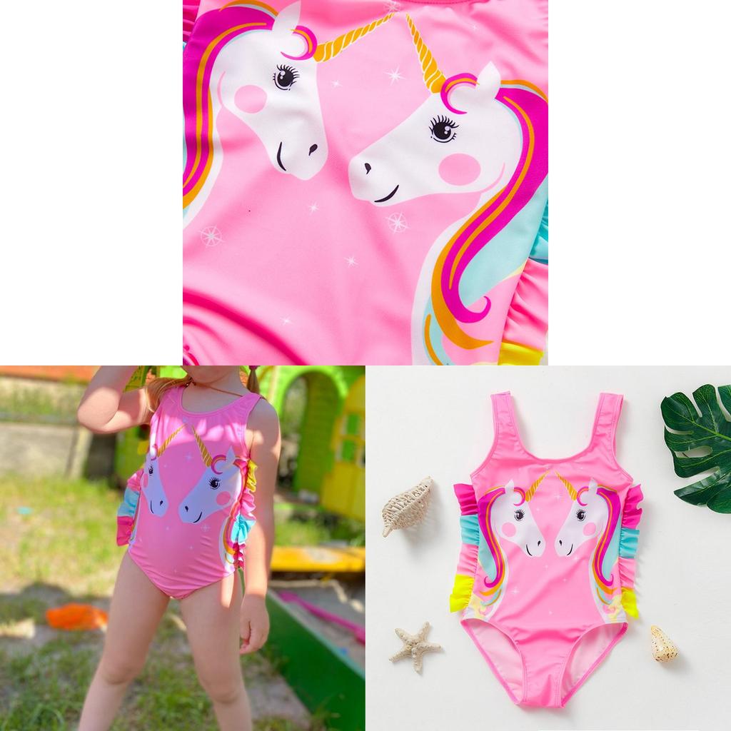 Einhorn Kinder Badeanzug Für Mädchen Mit Rüschenbesatz Polyester Für Wasseraktivitäten