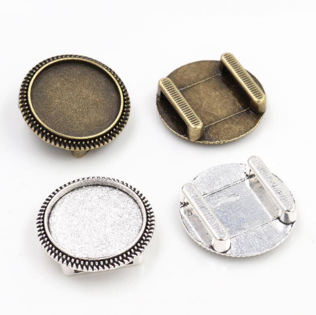 10pcs 18mm Inner Size Antique Bronze And Antique Silver Plated Connection Style Cabochon Base Cameo Setting Charms Pendant