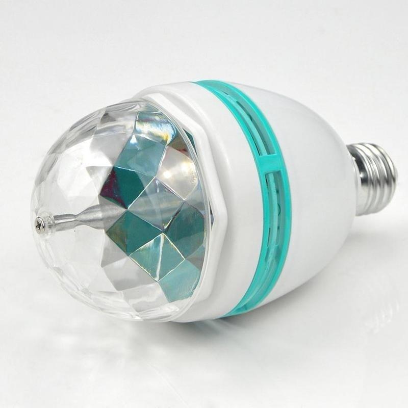 3W E27/B22 RGB Crystal Ball Rotating LED Stage Light Bulbs Disco Party Bulb Lamp