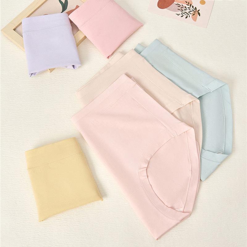 Women's High Waist Antibacterial Pure Cotton Triangle Briefs - 80s Long Staple Cotton Tummy Control