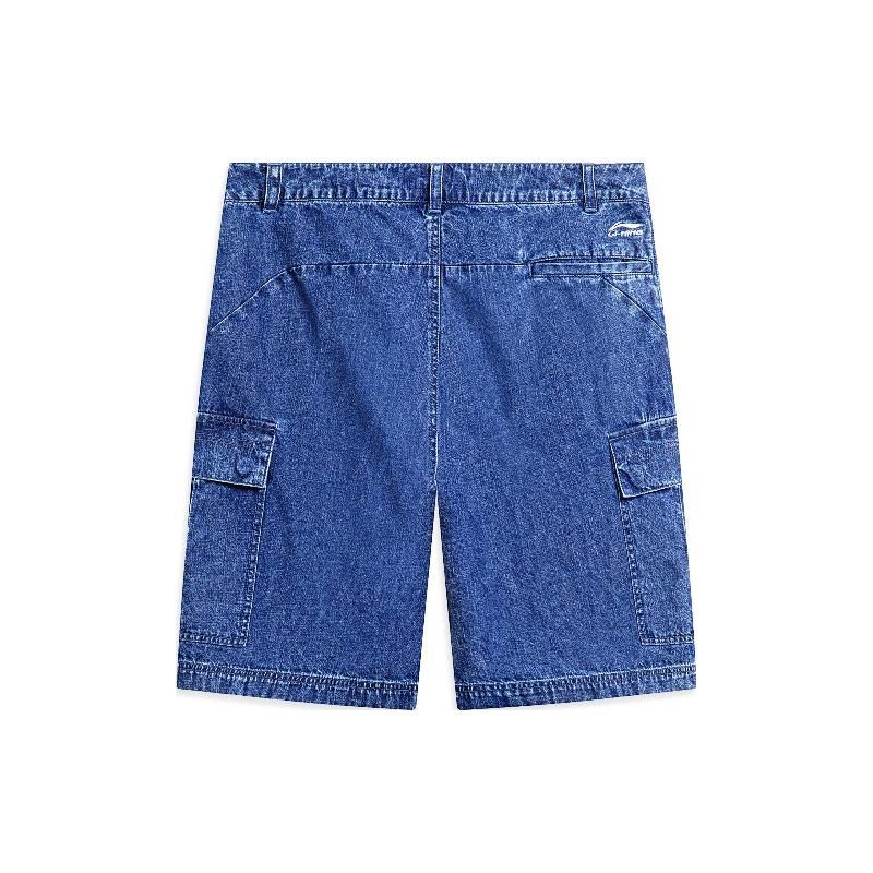 Li Ning Skateboard Series Denim Shorts Men Shorts Light-Blue-Denim AKSS127-1