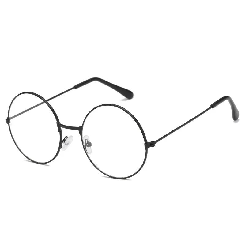 New Stylish Circular Retro Glasses Plain Eyeglasses Women Men Vintage Metal Round Frame Glasses Transparent Lens Quality