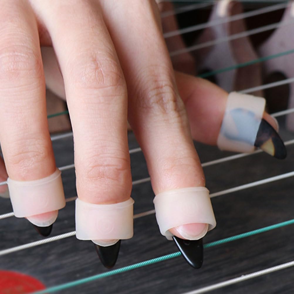 Alasum Guzheng Nail Protector Silicone Nail Protection Cover for Easy to and Washable Set, Practice, Remove, Breathable, Anti-Deformation,