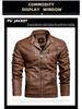 Jachetă de motociclist pentru bărbați, de iarnă, din piele PU, cu guler înalt, croială slim fit - Stil European & American
