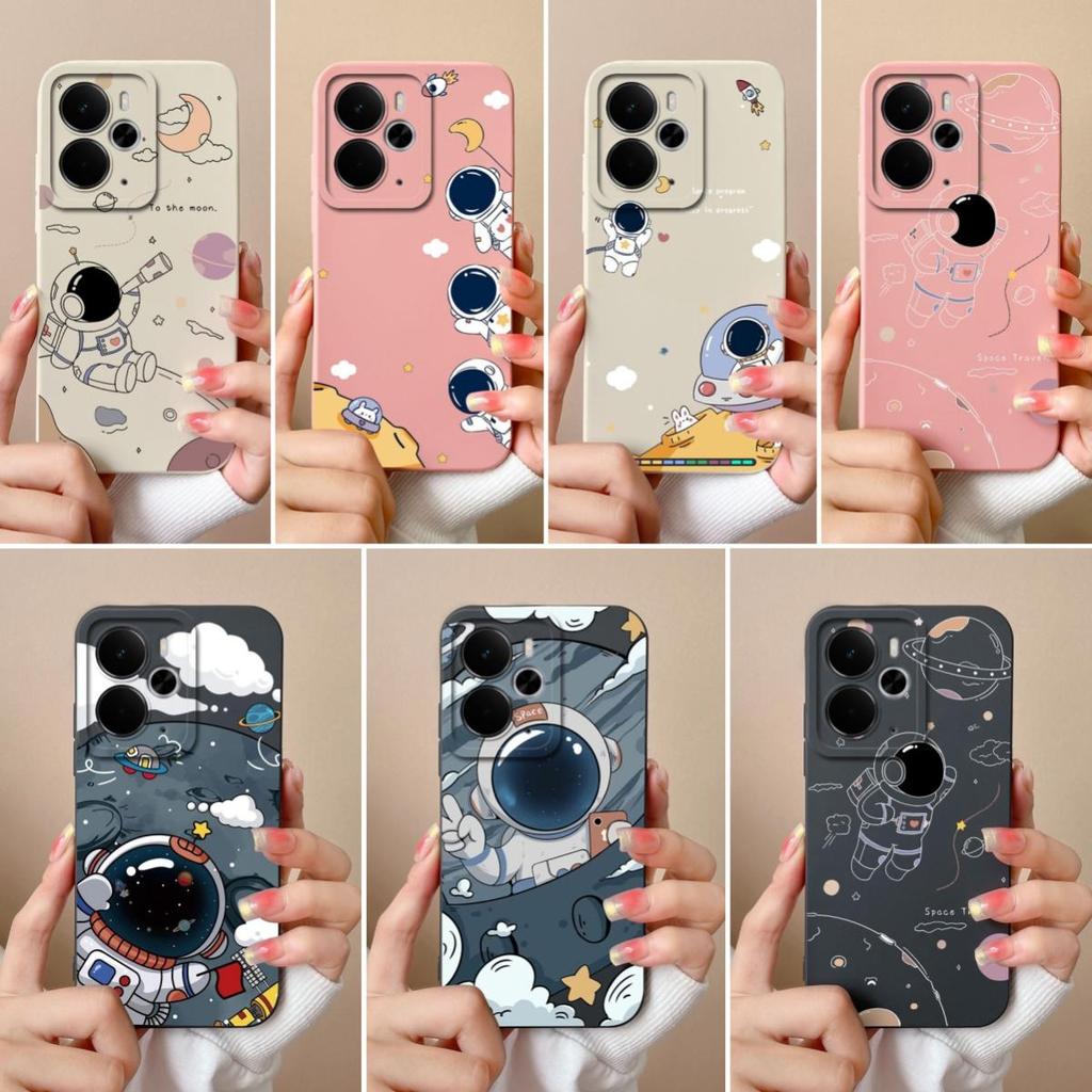 Custodie per telefono carine da astronauta per Oppo Realme C75x 14 14T 14X P3 Narzo 10 30 60 A5 Pro Silicone liquido liscio di alta qualità Guscio antiscivolo per custodie Oppo