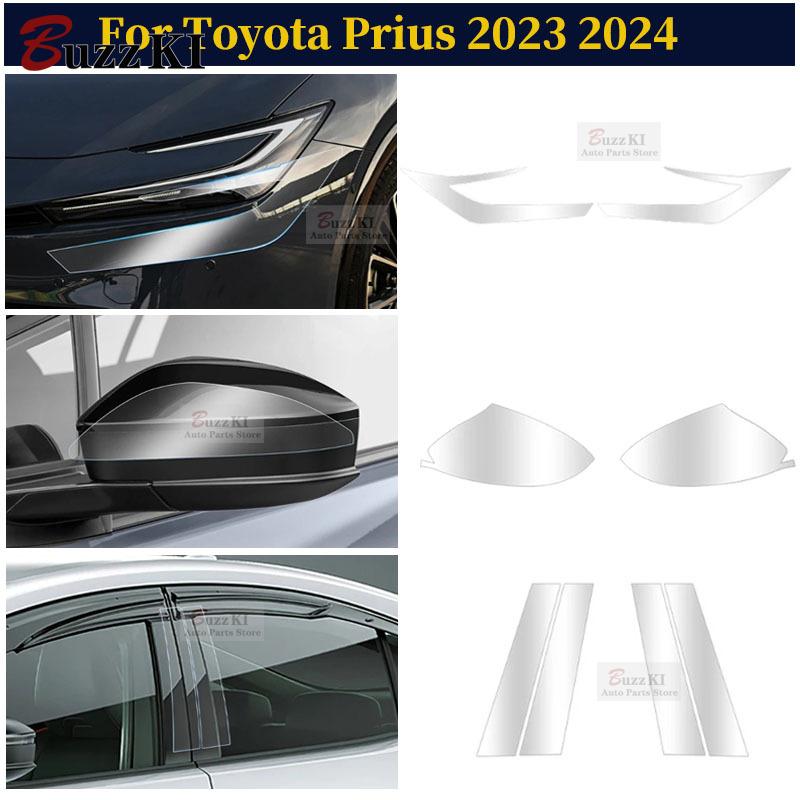 For Toyota Prius 2024 Headlight Rearview B C Pillars Transparent Black TPU Protection Film Anti-scratch Sticker Accessories