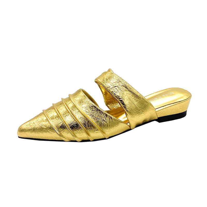 Fashion Flats Women Slippers Fashion Pointed Toe Mules Shoes Cozy Slingback Shoes Woman Summer Sandals 2025 Trend Beach Female Zapatos