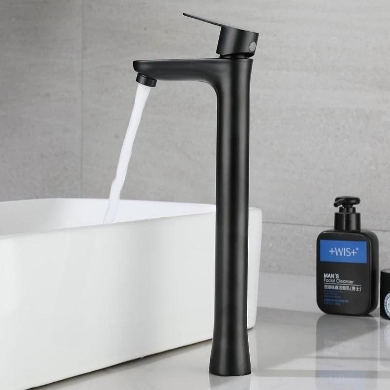 Hushåll Modern Stilfull Vattenkran Badrumshandfat Svart Blandare 304 Rostfritt Stål Enkel Kall Vattenkran