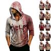 Men's Loose Fit Hooded Three-Quarter Sleeve Halloween Print Pullover
