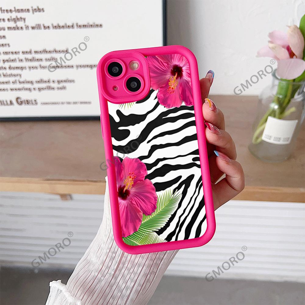 Hot-selling Black Zebra Pattern Flower Suitable for Apple 16pm Premium Mobile Phone Case iPhone17 Silicone Soft Case