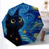 1pc Starry Night Cat Automatic Umbrella - Stylish, Durable, with 8-Rib Manual Open Design, Elegant Black Handleyy250920166