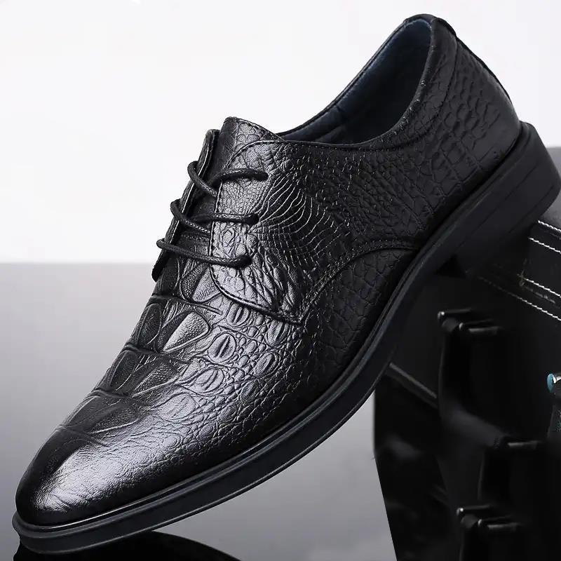 Spring New Men's Shoes Leather Business Dress Leather Shoes Men's Inner Height Increase M Wedding Groom Shoes