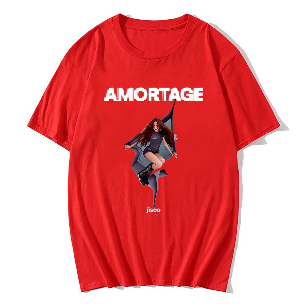 Streetwear Korejská zpěvačka JISOO AMORTAGE Tričko Pánské oblečení Hip Hopová trička Ležérní Pánská Dámská Bavlněná trička Hip Hopová Módní Trička