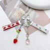 Spitzenband Schlüsselanhänger Süßer Süßer Erdbeeranhänger Schlüsselanhänger Bunter Perlen-Handy-Lanyard Multifunktionale Taschen Accessoires