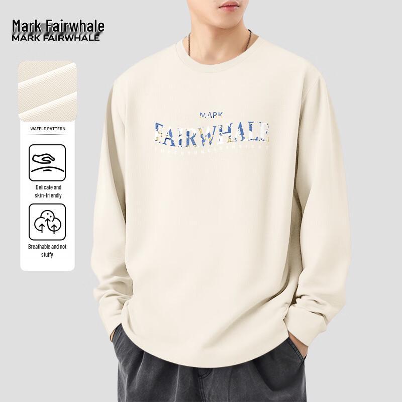 MARK WAFFEN Men's Waffle Knit Crew Neck Long Sleeve Top