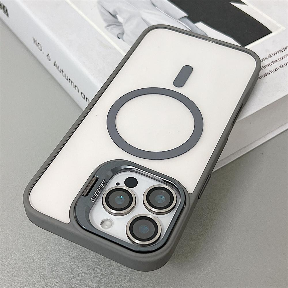 transparent magnetic shockproof phone case For iPhone 16 15 14 13 12 11 Pro Max Plus Magsafe Funda Stand Protection Cover