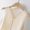 Ice Silk Suspender Tank Top Women's Bottom Coat Summer Short Loose Sleeveless White V-neck Knitted Casual Top