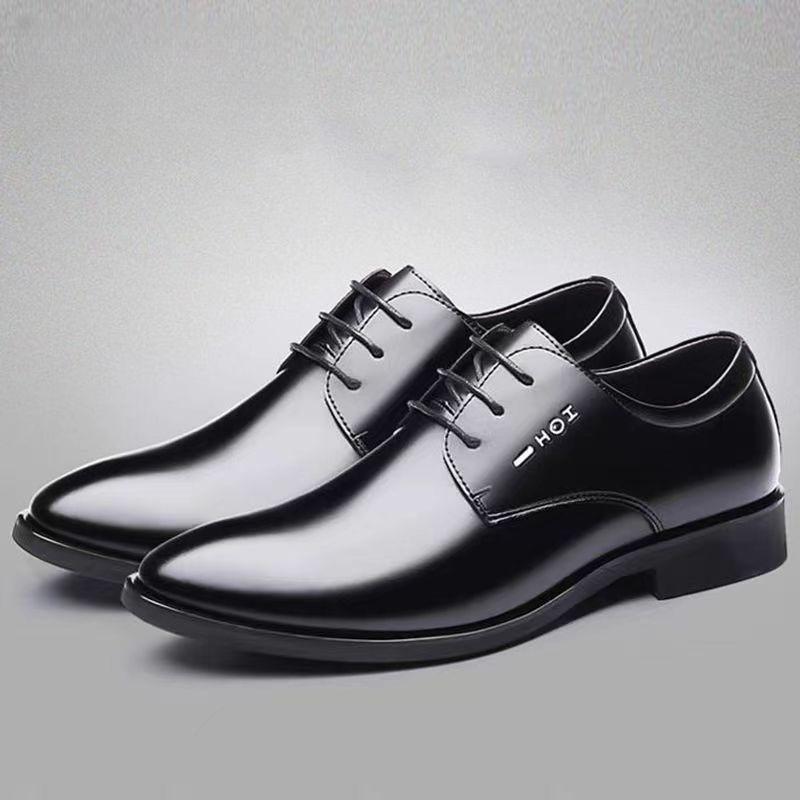 New Versatile Black Business Dress Leather Shoes Men's Lace-up Shoes Wedding Fashion Men's Shoes