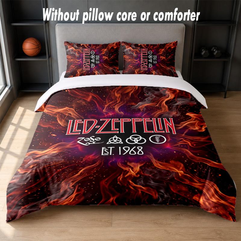 Set Biancheria da Letto Design Led Zeppelin 1 Copripiumino + 2 Federe Morbido Traspirante Biancheria da Letto per la Casa