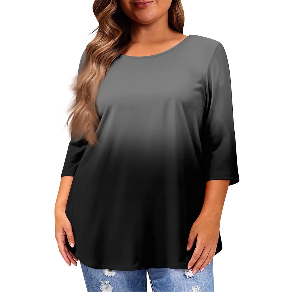 Women's Fashion Casual Round  Neck 3/4 Sleeve Oversized Top