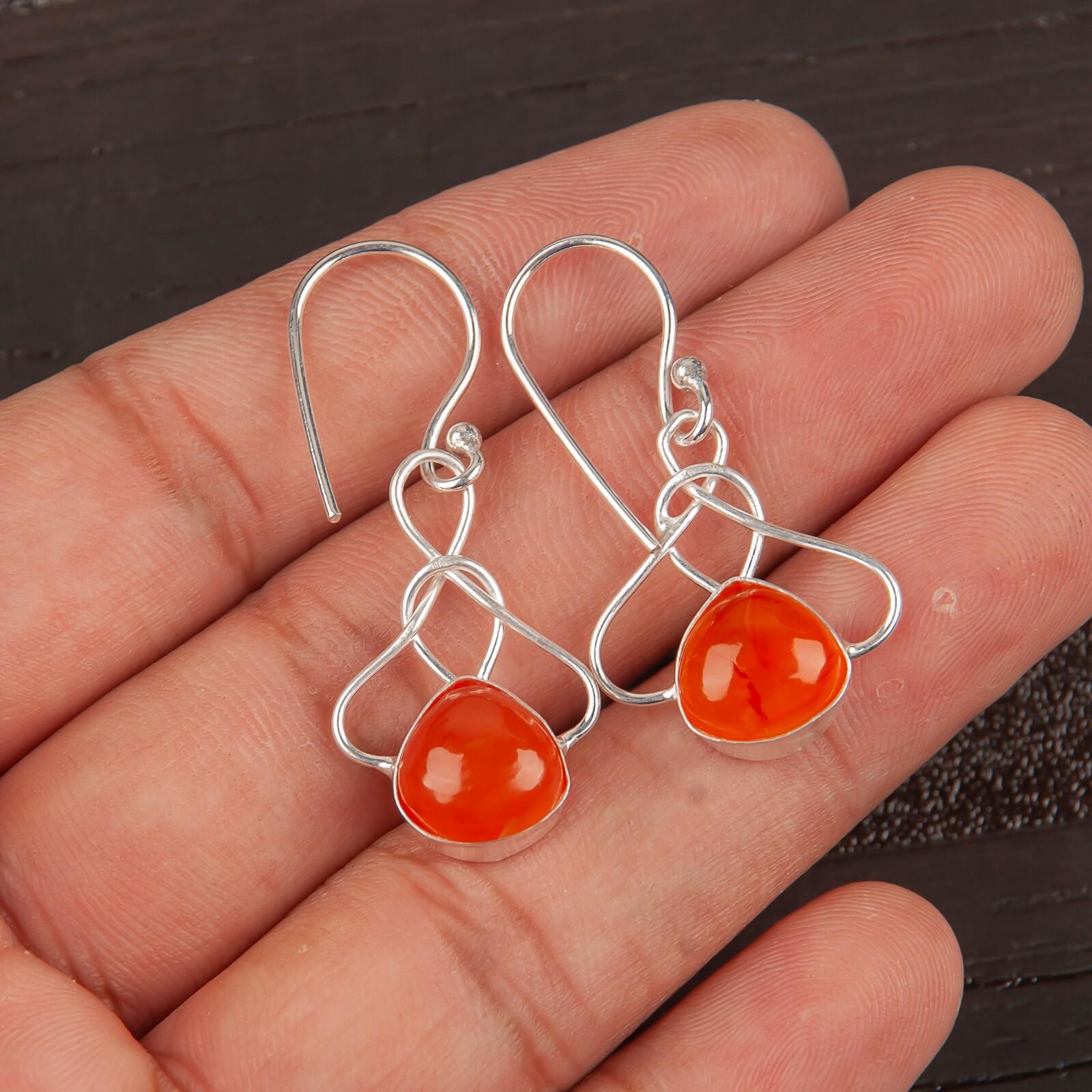 

Натуральный сердолик 925 стерлинговое серебро ручная работа уникальные серьги 1,50 EE-2-28