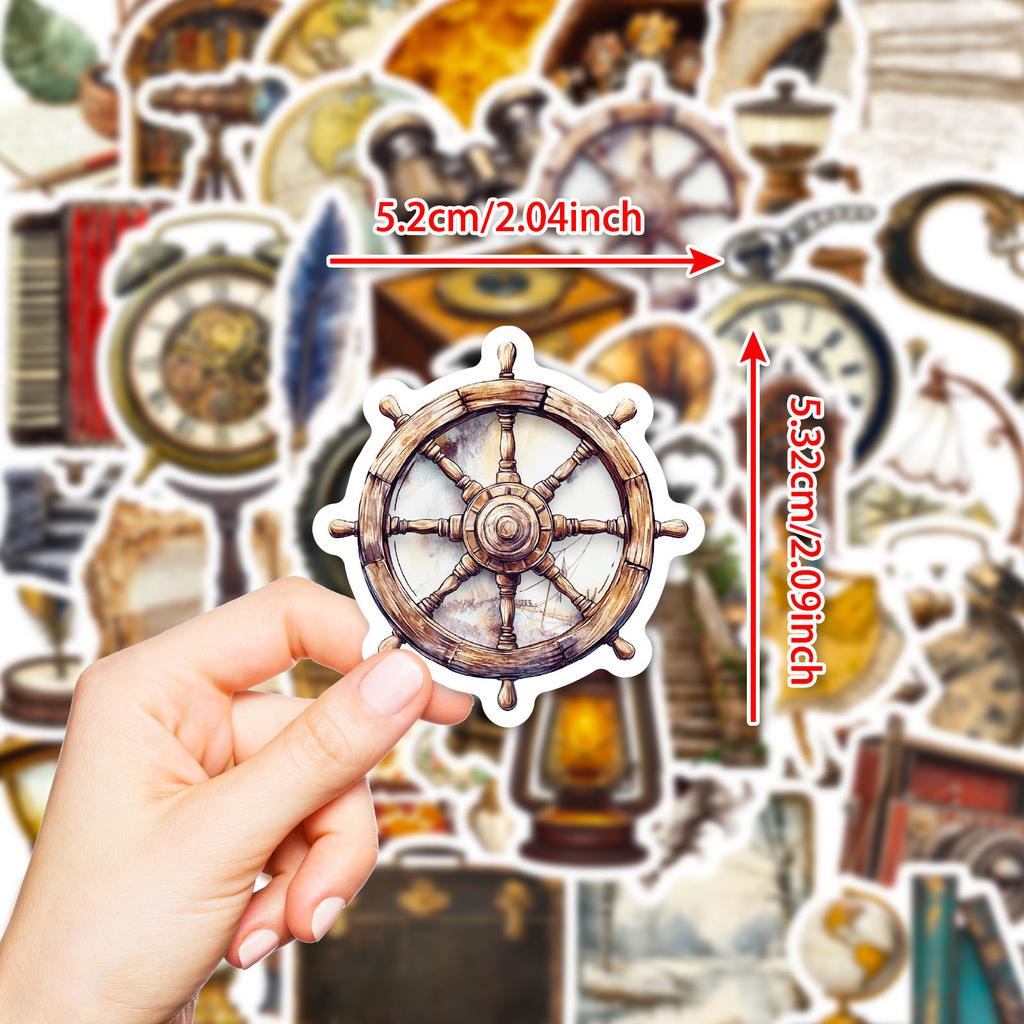 New 50 European Retro Old Objects Graffiti Stickers Poster Style Hand Account Decoration Material Stickers
