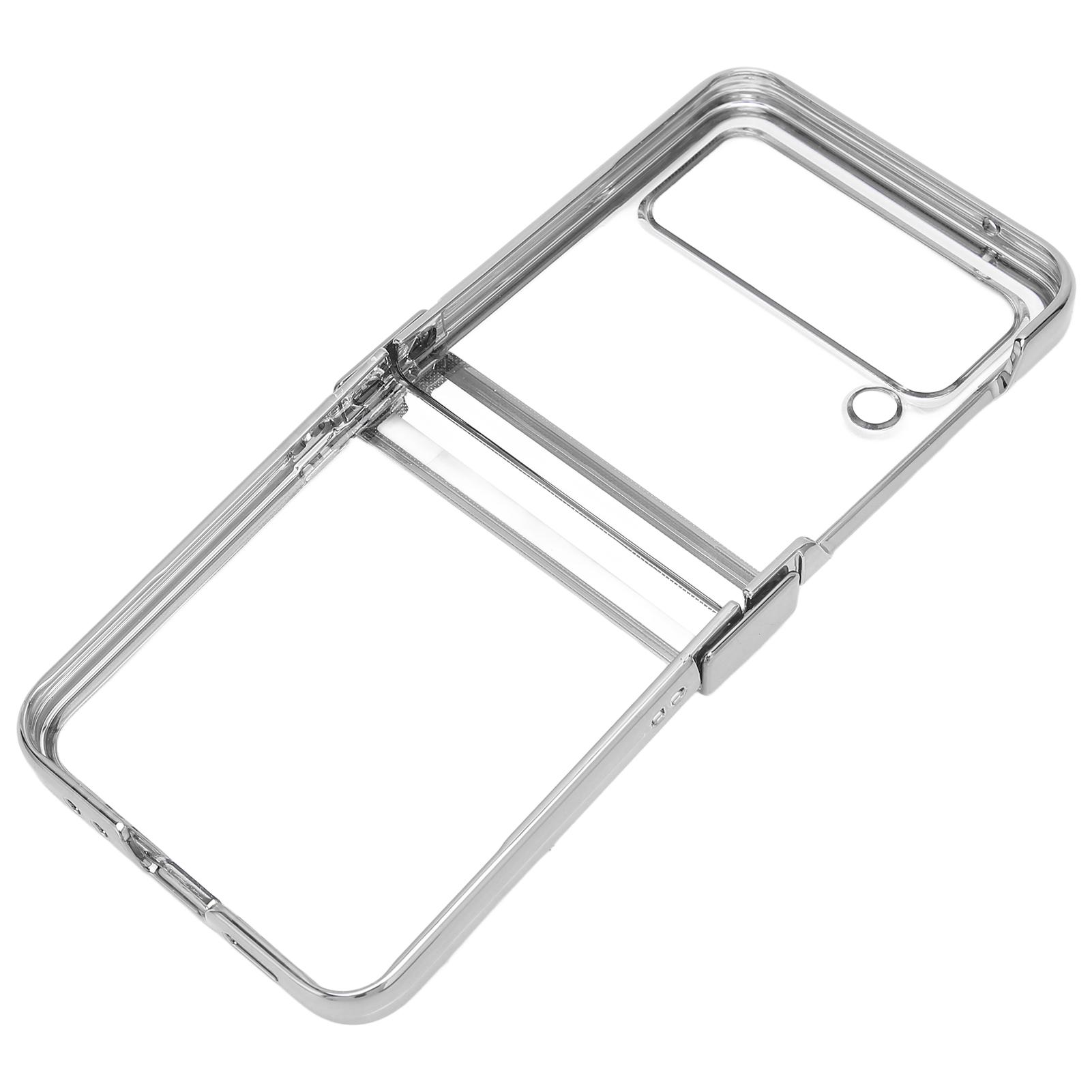 

Folding Phone Cover Shockproof Electroplated PC Clear Back Fashion for Samsung Galaxy Z Flip 3 Silver серебряный