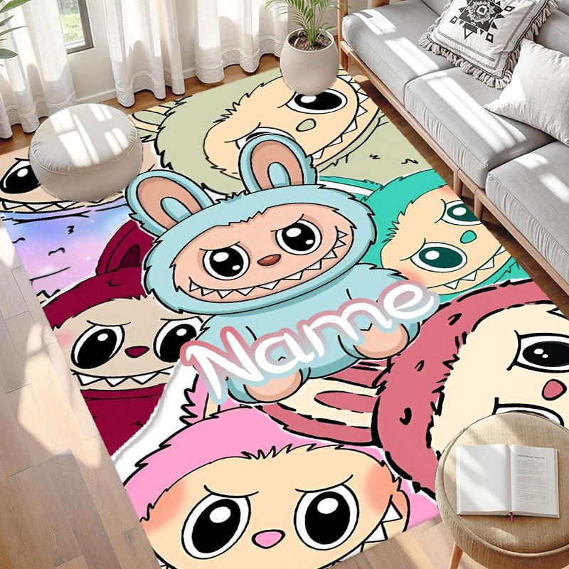 Custom Name Personalized Labubu Print Carpet, Versatile Home Decor Rug, for Playroom, Apartment, Balcony, Entryway, Hallway Gift