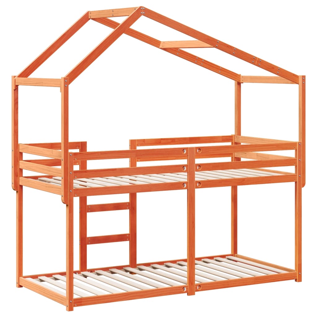 Bunk Bed with Canopy Wax Brown 90 x 190 cm Solid Pine Wood