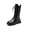 Bottes Blanches à Lacets Bottines Fermeture Éclair Latérale Semelle Souple Cuir Bottes Mi-Haut Habillage/École Équitation Enfant Mode Automne/Hiver
