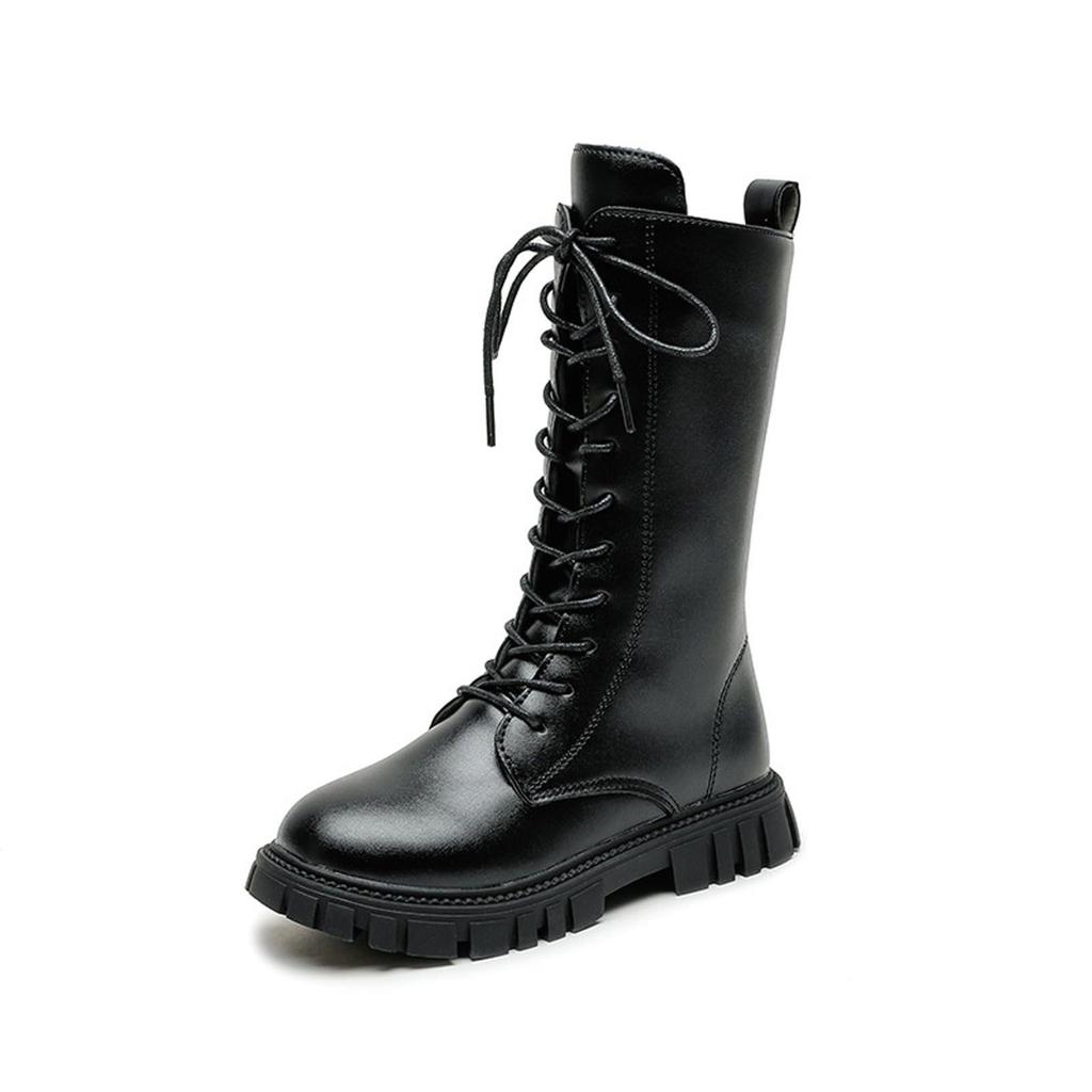 Bottes Blanches à Lacets Bottines Fermeture Éclair Latérale Semelle Souple Cuir Bottes Mi-Haut Habillage/École Équitation Enfant Mode Automne/Hiver