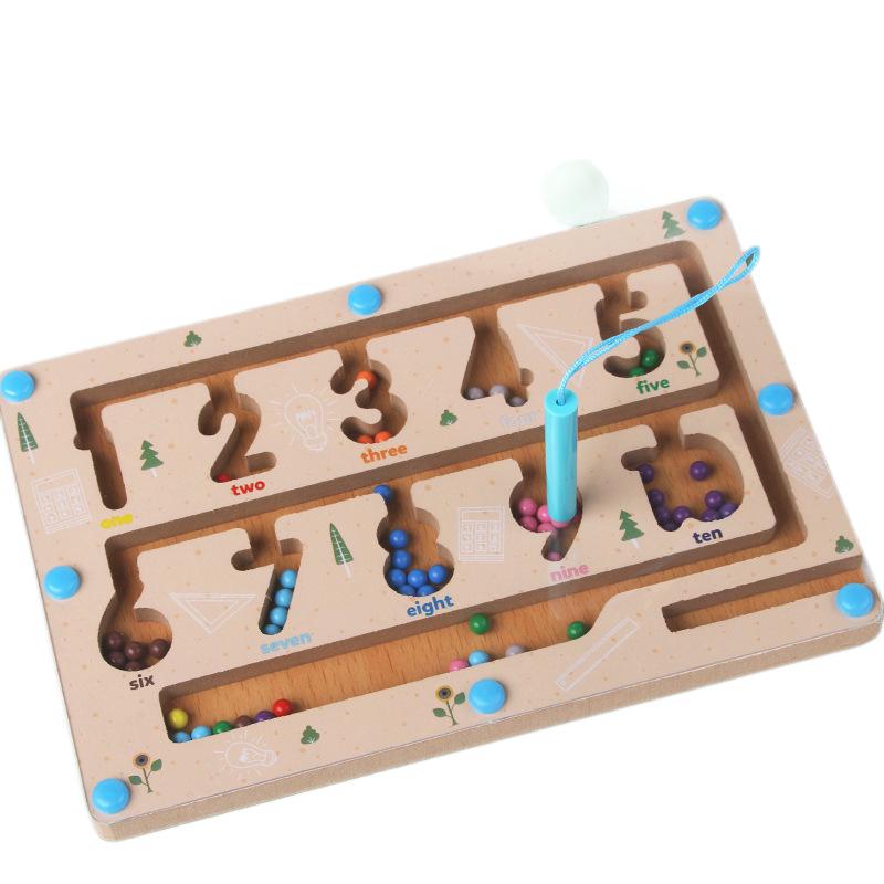 Wooden Magnetic Maze Toy: Number Recognition & Concentration Training for Kids 3+