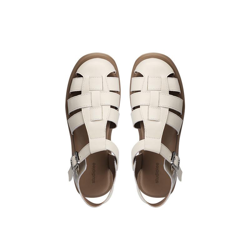 

Sheepskin~ Grape mother same woven hollowed-out Roman sandals women s summer soft-soled thick heel thick-soled bag head cool slippers 35