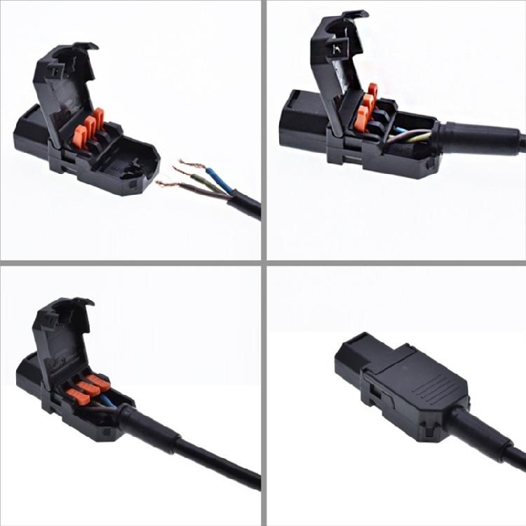 2Pack 10A 250V IEC320 C13 Female Power Plugs Adapters With Grounding Pin And Quick Connectings