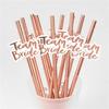 12pcs Rose Golden Paper Straws Team Bride Drinking Straw for Wedding Party Supplies Bridal Baby Shower Birthday Decor
