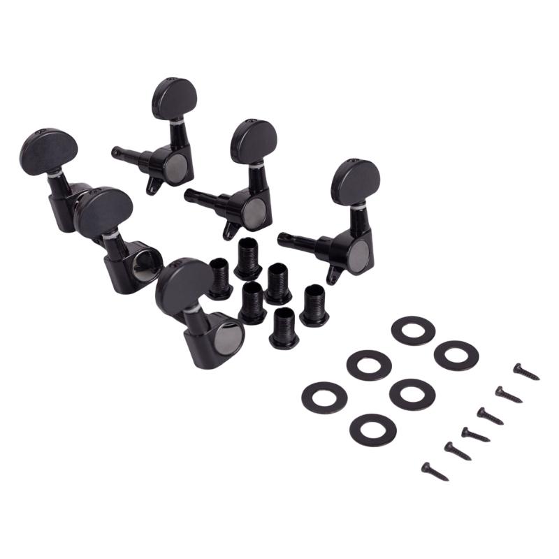 6 шт. Металлические колки для настройки гитары, колковая механика, колки для настройки струн, замена, колок для настройки струн гитары, гитарный аксессуар чёрный